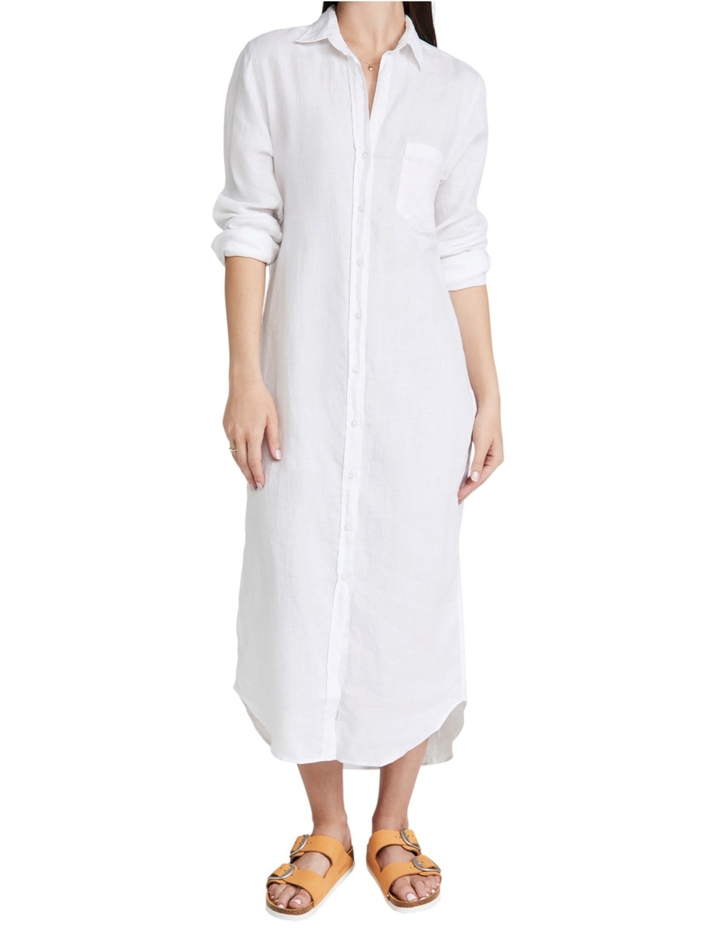 Frank & Eileen Rory White Longsleeve Collared 100% Cotton Maxi Shirtdress M